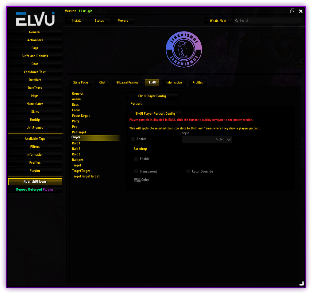 ElvUI Frames Configuration Options